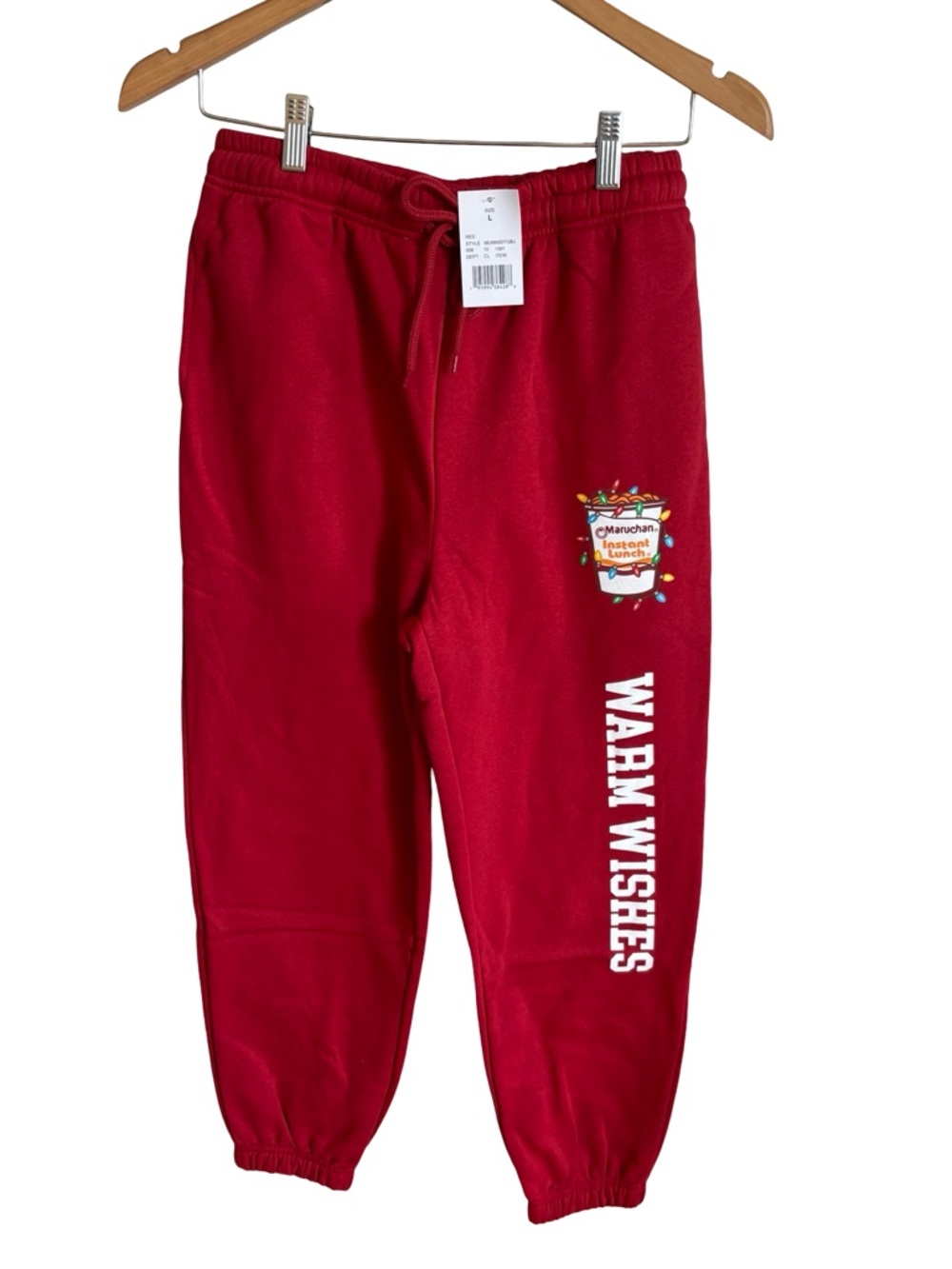 Men’s Maruchan Warm Wishes Red Jogger Sweatpants with Graphic